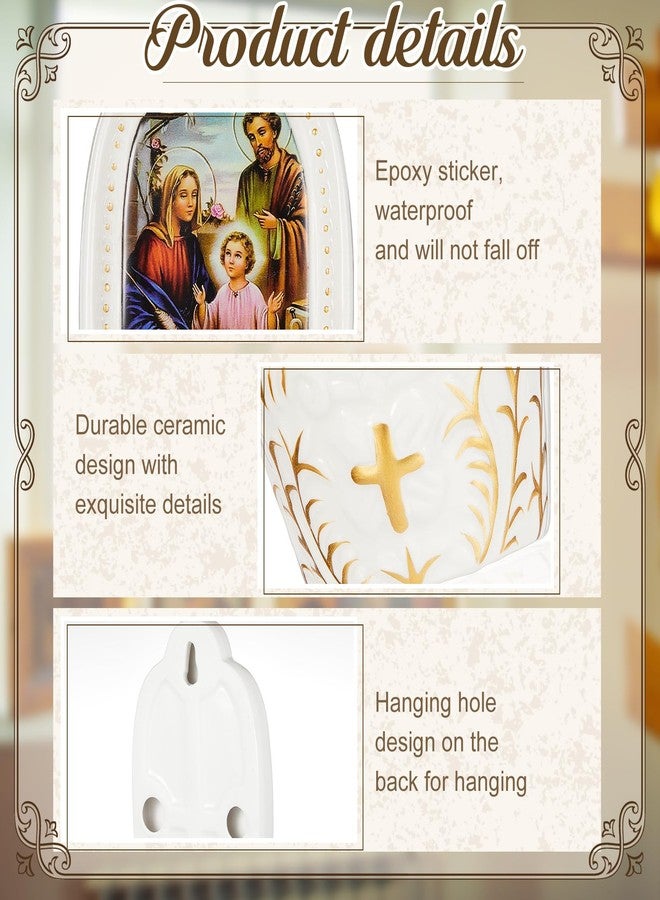 Willinglong 2 Pcs Porcelain Catholic Holy Water Font Ceramic Sacred Heart of Holy Water Fonts Wall Hanging Container for Home Church Entrance Decor First Communion Confirmation Gift (Virgin Mary) - Image 3